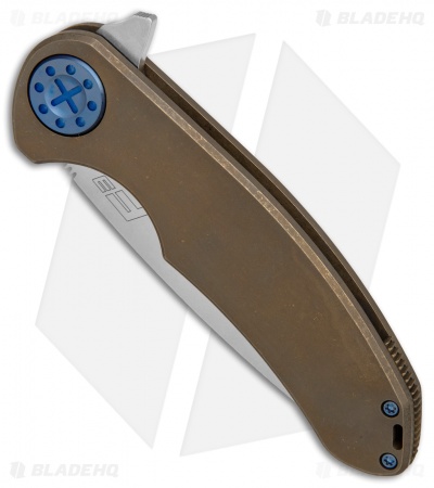 Curtiss Custom F3 Large Frame Lock Knife Bronze Ano Ti w/ Blue HW (3.7" SW)