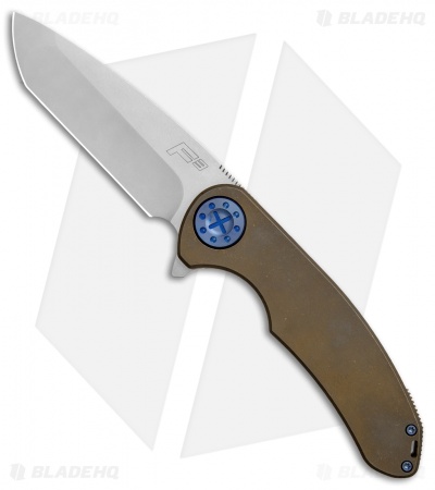 Curtiss Custom F3 Large Frame Lock Knife Bronze Ano Ti w/ Blue HW (3.7" SW)