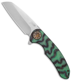 Curtiss Custom F3 Large Wharncliffe Frame Lock Knife Green/Heat Ano Ti (3.7" SW)