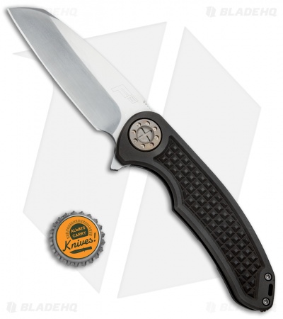 Curtiss Custom F3 Large Wharncliffe Flipper Knife  MK1 Blackened Ti (4" Satin)