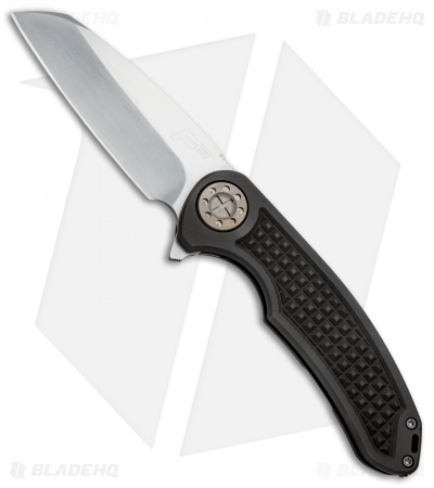 Curtiss Custom F3 Large Wharncliffe Flipper Knife  MK1 Blackened Ti (4" Satin)