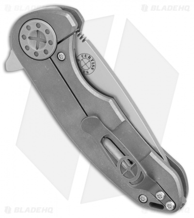 Curtiss Custom Knives F3 Medium Flipper Knife OvalTac Ti (3.1" Stonewash)