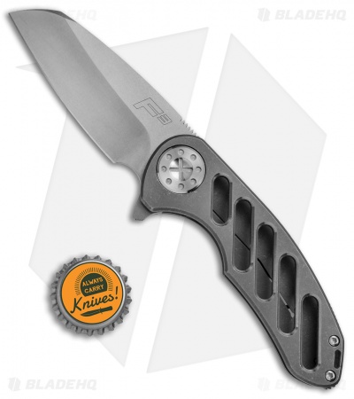 Curtiss Custom Knives F3 Medium Wharncliffe Knife OvalTac Ti (3.125" Stonewash)