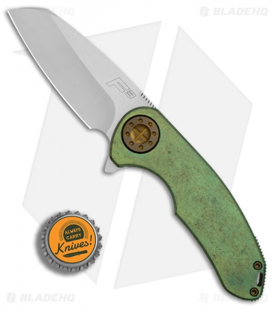 Curtiss Custom F3 Medium Wharncliffe Frame Lock Green Ano Ti Bronze HW (3.1" SW)