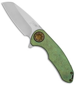 Curtiss Custom F3 Medium Wharncliffe Frame Lock Green Ano Ti Bronze HW (3.1" SW)