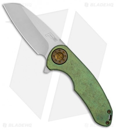 Curtiss Custom F3 Medium Wharncliffe Frame Lock Green Ano Ti Bronze HW (3.1" SW)