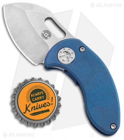 Curtiss Custom Knives Nano Frame Lock Folder Knife Blue Titanium (1.875" SW)