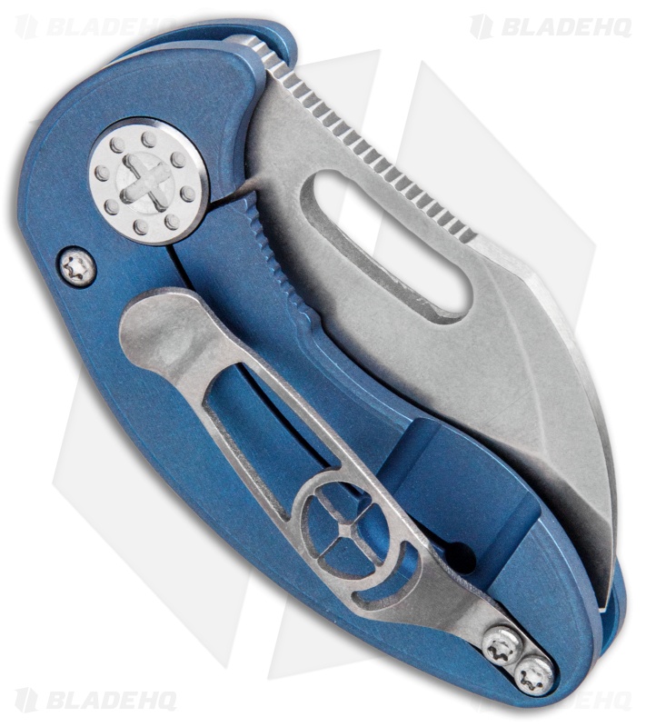 Curtiss Custom Knives Nano Frame Lock Folder Knife Blue Titanium (1.875" SW)