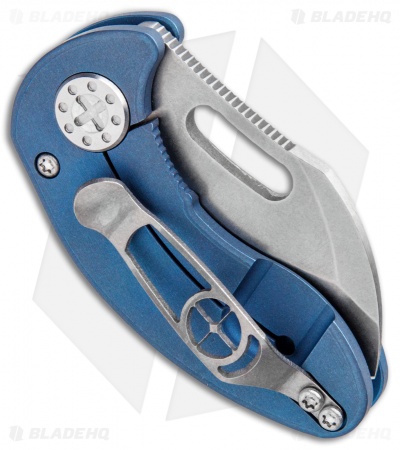 Curtiss Custom Knives Nano Frame Lock Folder Knife Blue Titanium (1.875" SW)