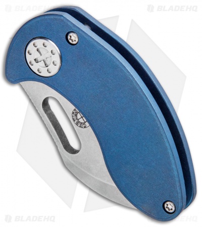 Curtiss Custom Knives Nano Frame Lock Folder Knife Blue Titanium (1.875" SW)