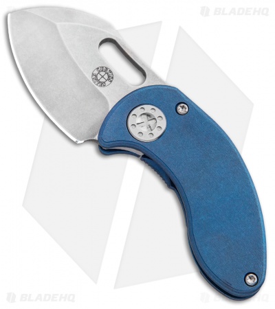Curtiss Custom Knives Nano Frame Lock Folder Knife Blue Titanium (1.875" SW)