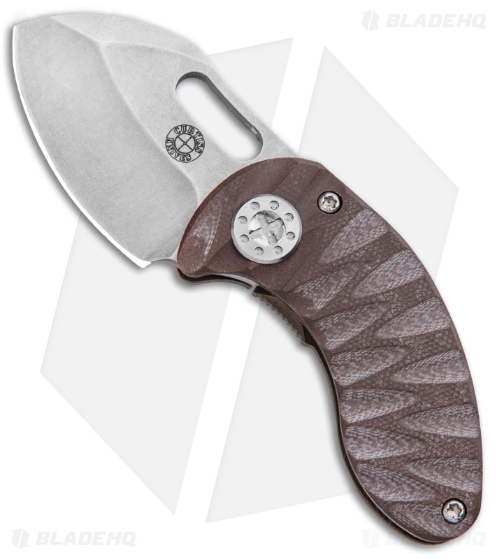Curtiss Custom Nano Frame Lock Folder Knife Bronze Ti w/ Brown G-10 (1.875" SW)