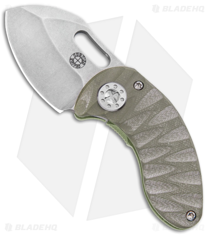 Curtiss Custom Nano Green Frame Lock Folder Knife Ti w/ OD Green G-10 (1.88" SW)