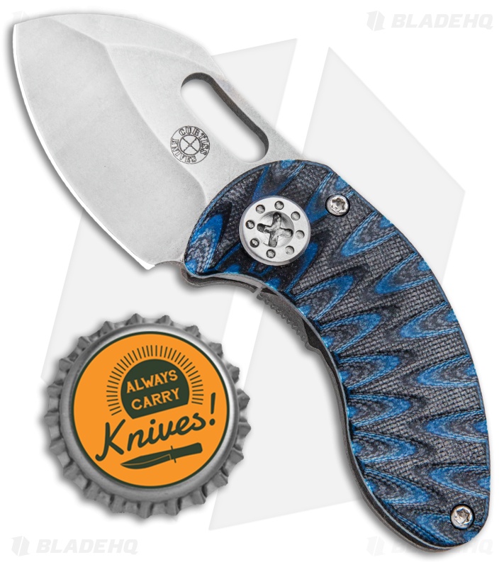 Curtiss Custom Nano Frame Lock Folder Knife Titanium Black/Blue G-10 (1.875" SW)