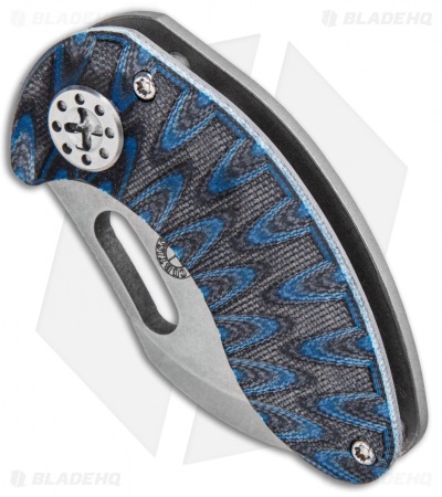 Curtiss Custom Nano Frame Lock Folder Knife Titanium Black/Blue G-10 (1.875" SW)