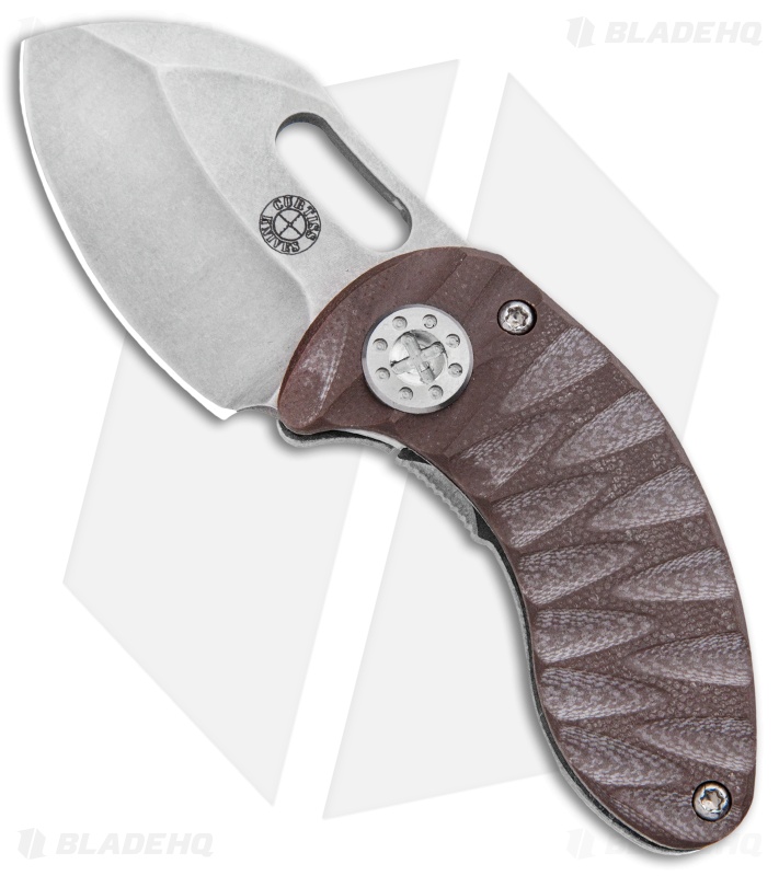 Curtiss Custom Nano Frame Lock Folder Knife Titanium w/ Brown G-10 (1.875" SW)