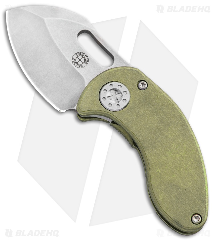 Curtiss Custom Knives Nano Frame Lock Folder Knife Green Titanium (1.875" SW)