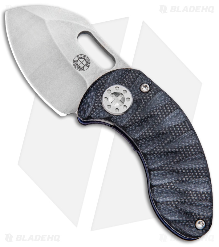 Curtiss Custom Nano Liner Lock Folder Knife Blue Ti w/ Black G-10 (1.875" SW)