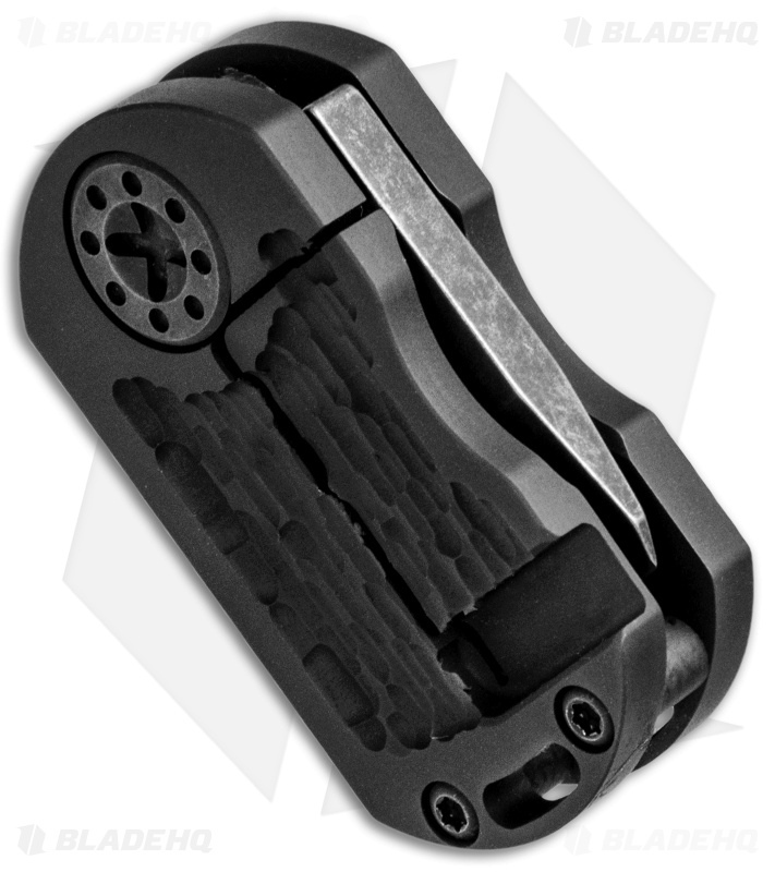 Curtiss Custom ODT Frame Lock Knife Jigged Black Titanium (1" Black Stonewash)