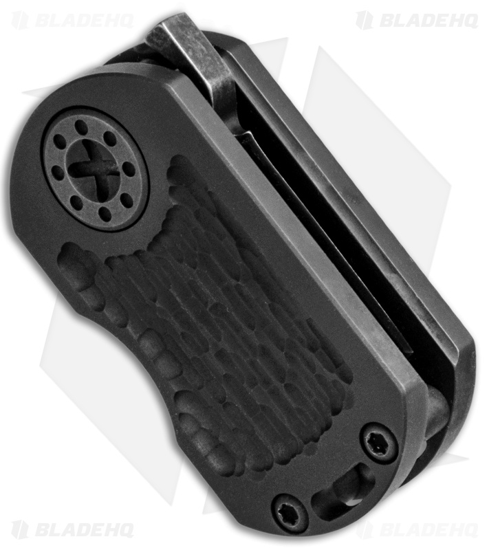 Curtiss Custom ODT Frame Lock Knife Jigged Black Titanium (1" Black Stonewash)