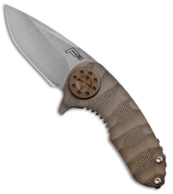 Curtiss Custom Knives F3 Compact Knife Bronze Ti Flipper Folder (2.3" Stonewash)