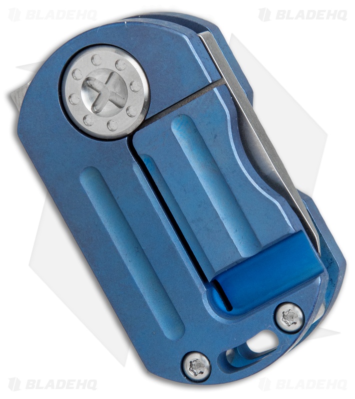Curtiss Custom Knives ODT Frame Lock Knife Blue Titanium (1" Stonewash)
