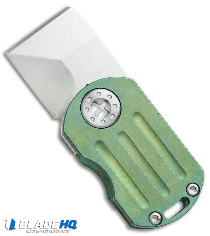 Curtiss Custom Knives ODT Frame Lock Knife Green Titanium (1" Stonewash)