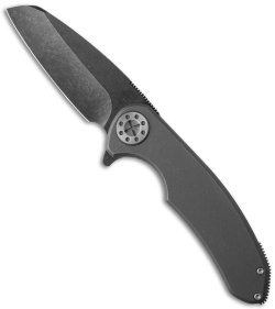 Curtiss Custom Knives F3 Large Wharncliffe Flipper Knife Titanium (4" Black SW)