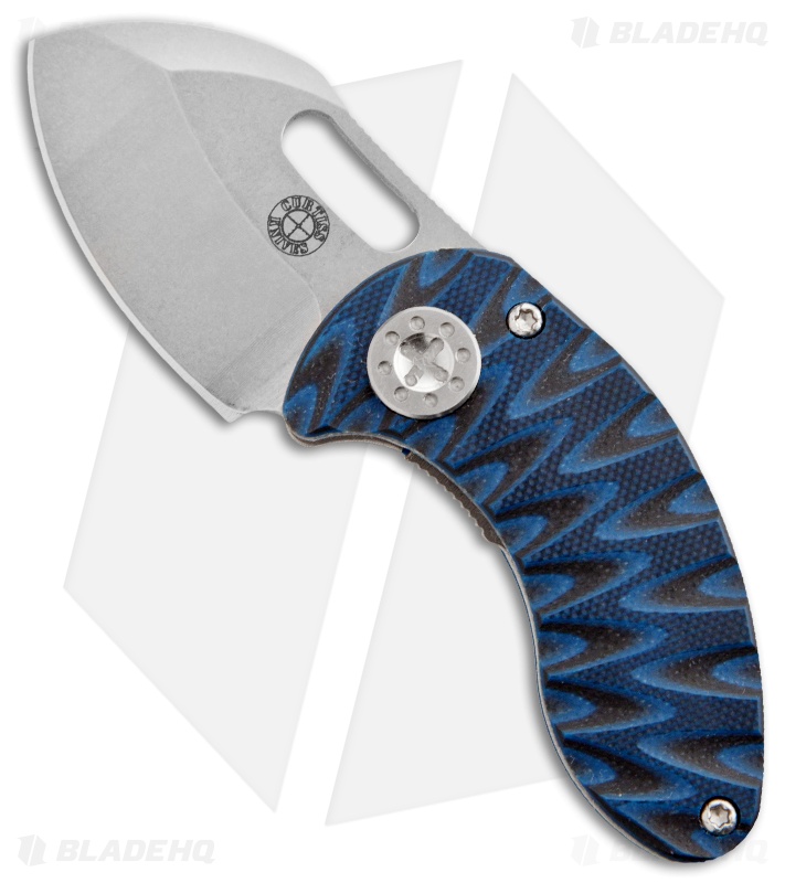 Curtiss Custom Nano Linerlock Folder Knife Black/Blue G10 (1.875" Stonewash)