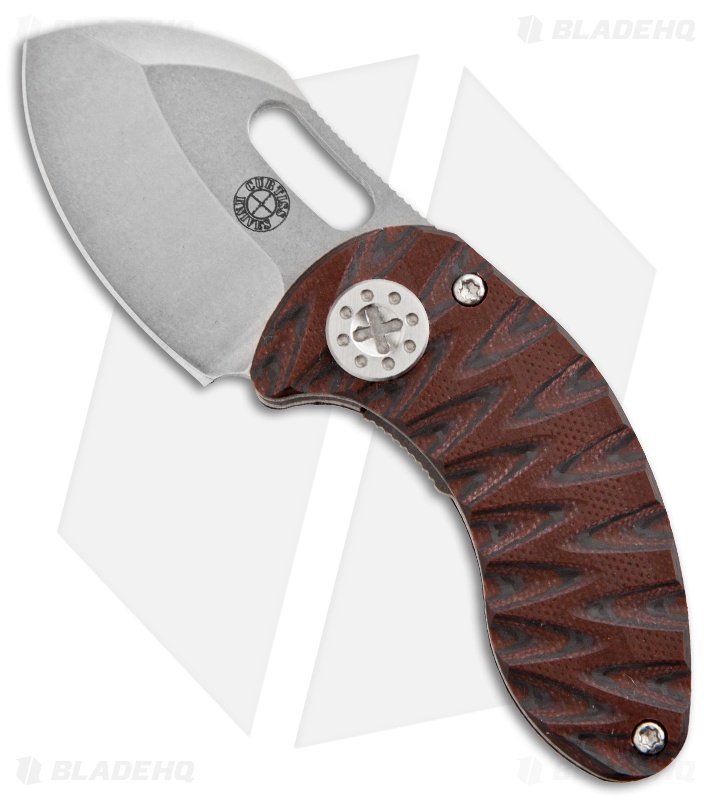 Curtiss Custom Knives Nano Linerlock Knife Maroon/Black G10 Scales (1.8" Plain)