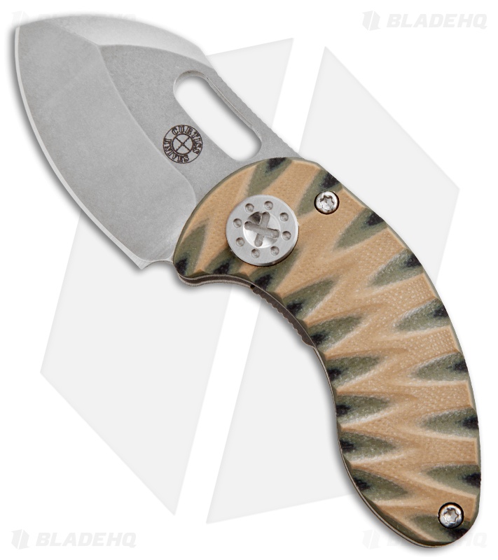 Curtiss Custom Nano Linerlock Folder Knife w/ Camo G10 Scales (1.875" Stonewash)