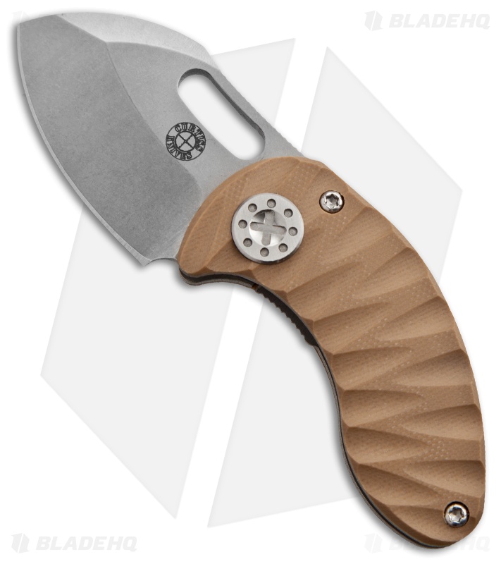 Curtiss Custom Knives Nano Linerlock Folder Knife Tan G10 (1.875" Stonewash)