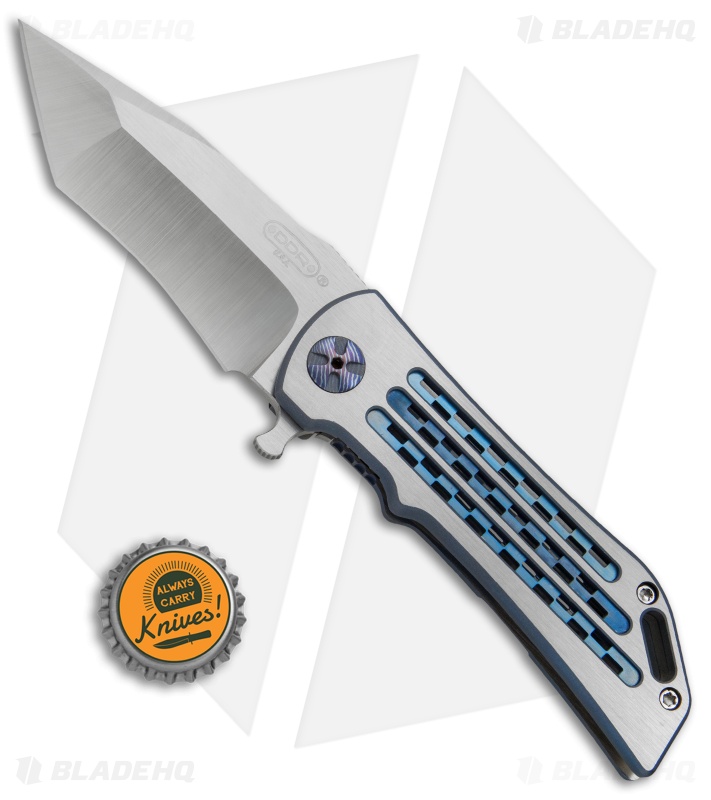 Darrel Ralph DDR Custom Dominator Tanto Knife Blue Ano/MokuTi (3.75" Satin)