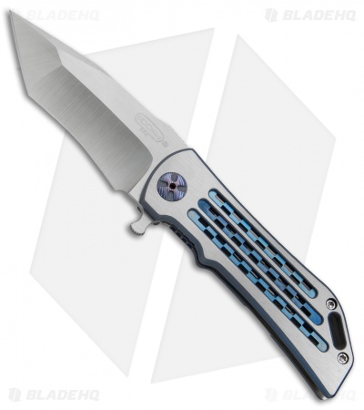 Darrel Ralph DDR Custom Dominator Tanto Knife Blue Ano/MokuTi (3.75" Satin)
