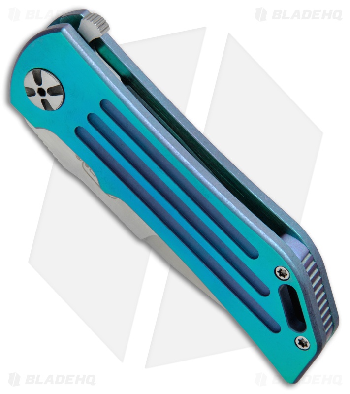 Darrel Ralph Designs Custom DDR Dominator V4 Flipper Blue/Green Ano (3.7" Satin)