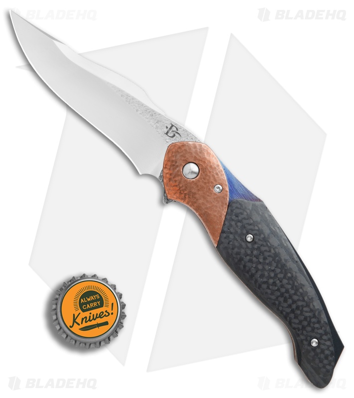 David Broadwell Custom Tactical Flipper Knife Carbon Fiber/Cu (Hand Satin)