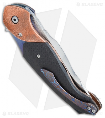 David Broadwell Custom Tactical Flipper Knife Carbon Fiber/Cu (Hand Satin)