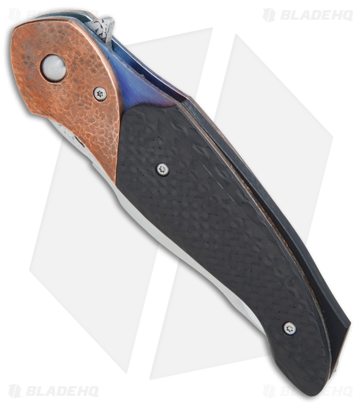 David Broadwell Custom Tactical Flipper Knife Carbon Fiber/Cu (Hand Satin)