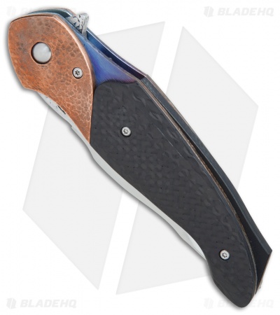 David Broadwell Custom Tactical Flipper Knife Carbon Fiber/Cu (Hand Satin)