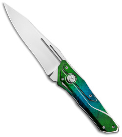 Dew Hara Custom Homura Fixed Blade Knife Blue/Green Stainless (4.5" Mirror)