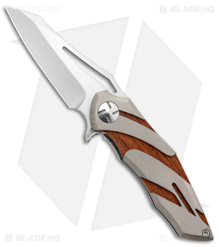 Dew Hara Custom Kisaragi Liner Lock Knife Ti/Wood (2.6" Mirror)