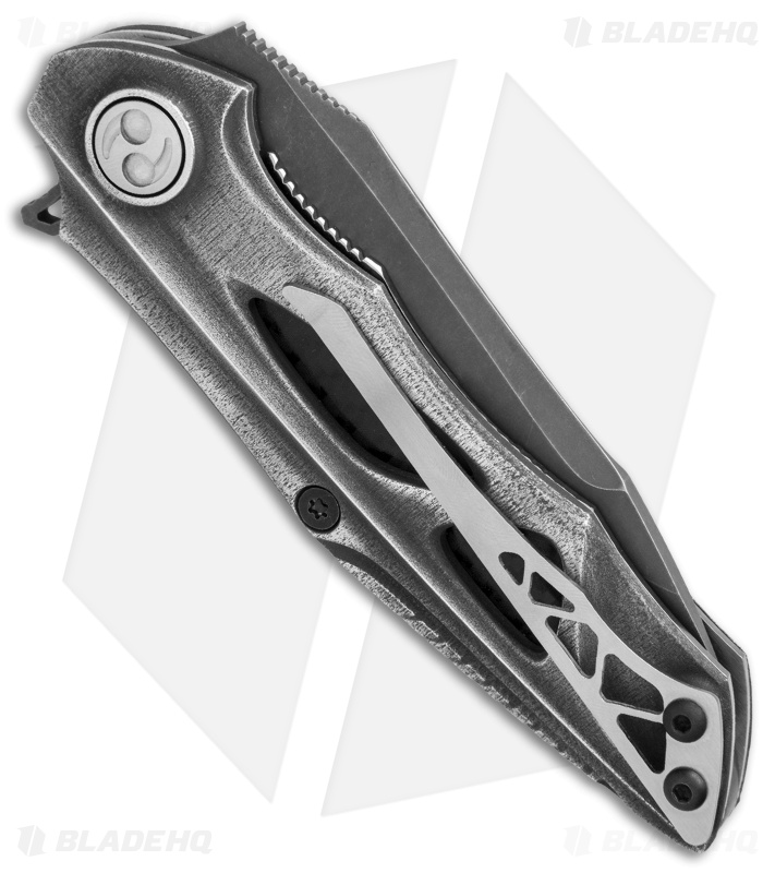 Dew Hara Custom Noah Liner Lock Knife Etched Duralumin/CF (3.3" Acid SW)