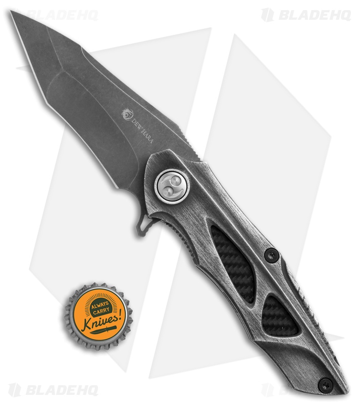 Dew Hara Custom Noah Liner Lock Knife Etched Duralumin/CF (3.3" Acid SW)