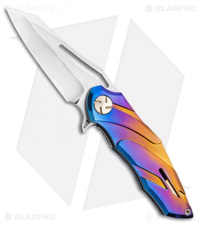 Dew Hara Custom Kisaragi Flipper Knife Aurora Titanium (2.5" Mirror) 