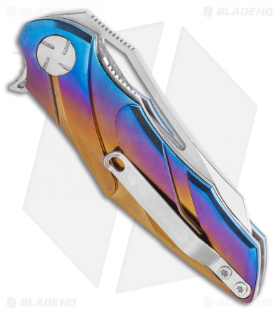 Dew Hara Custom Kisaragi Flipper Knife Aurora Titanium (2.5" Mirror) 