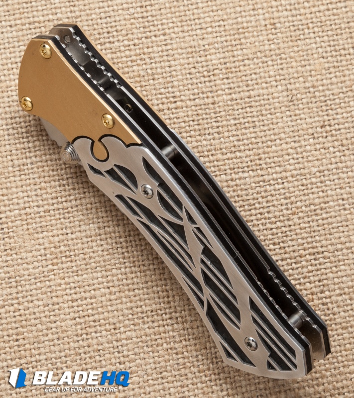 Dew Hara Custom Shi Liner Lock Knife Bronzed/CF (3.75" Mirror) Japan