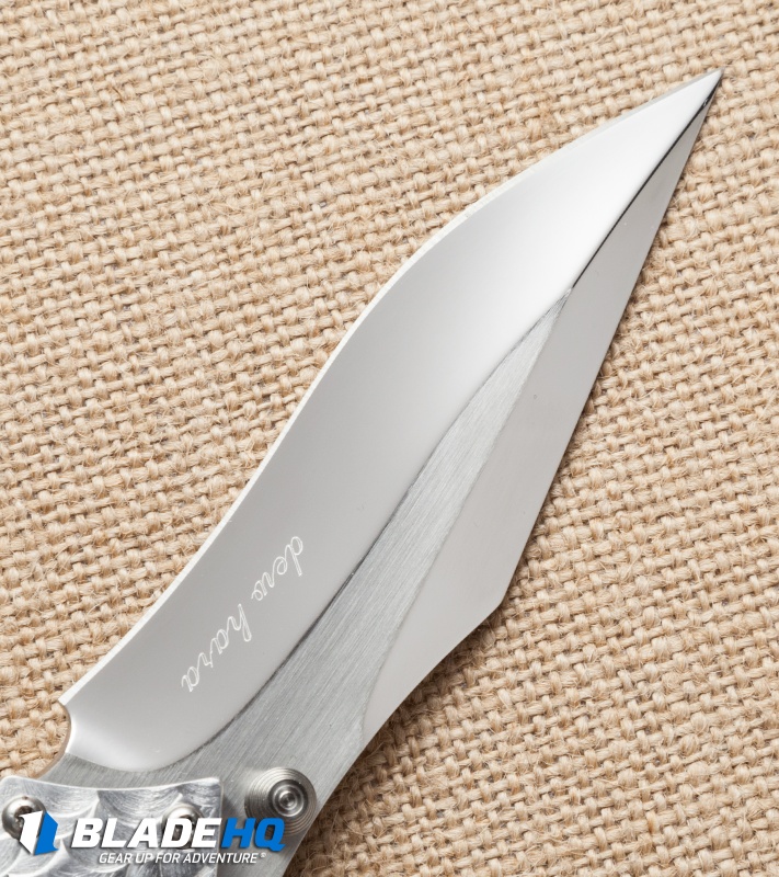 Dew Hara Custom Ichi Liner Lock Knife Blue/Silver (3.5" Mirror) Japan