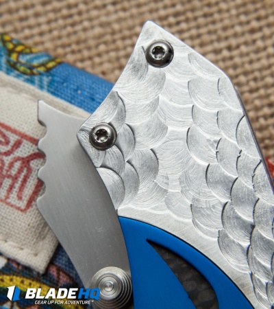 Dew Hara Custom Ichi Liner Lock Knife Blue/Silver (3.5" Mirror) Japan