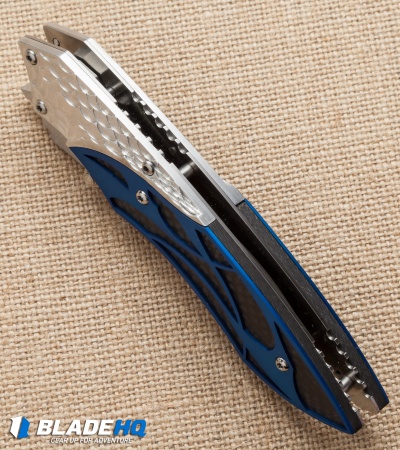 Dew Hara Custom Ichi Liner Lock Knife Blue/Silver (3.5" Mirror) Japan
