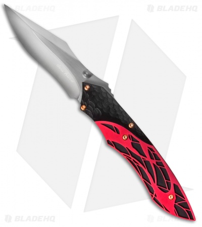 Dew Hara Custom Ichi Liner Lock Knife Black/Red (3.5" Mirror) Japan